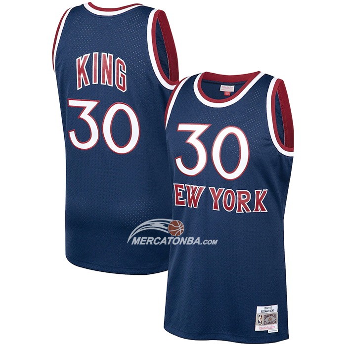 Maglia New York Knicks Bernard King NO 30 Mitchell & Ness 1982-83 Blu